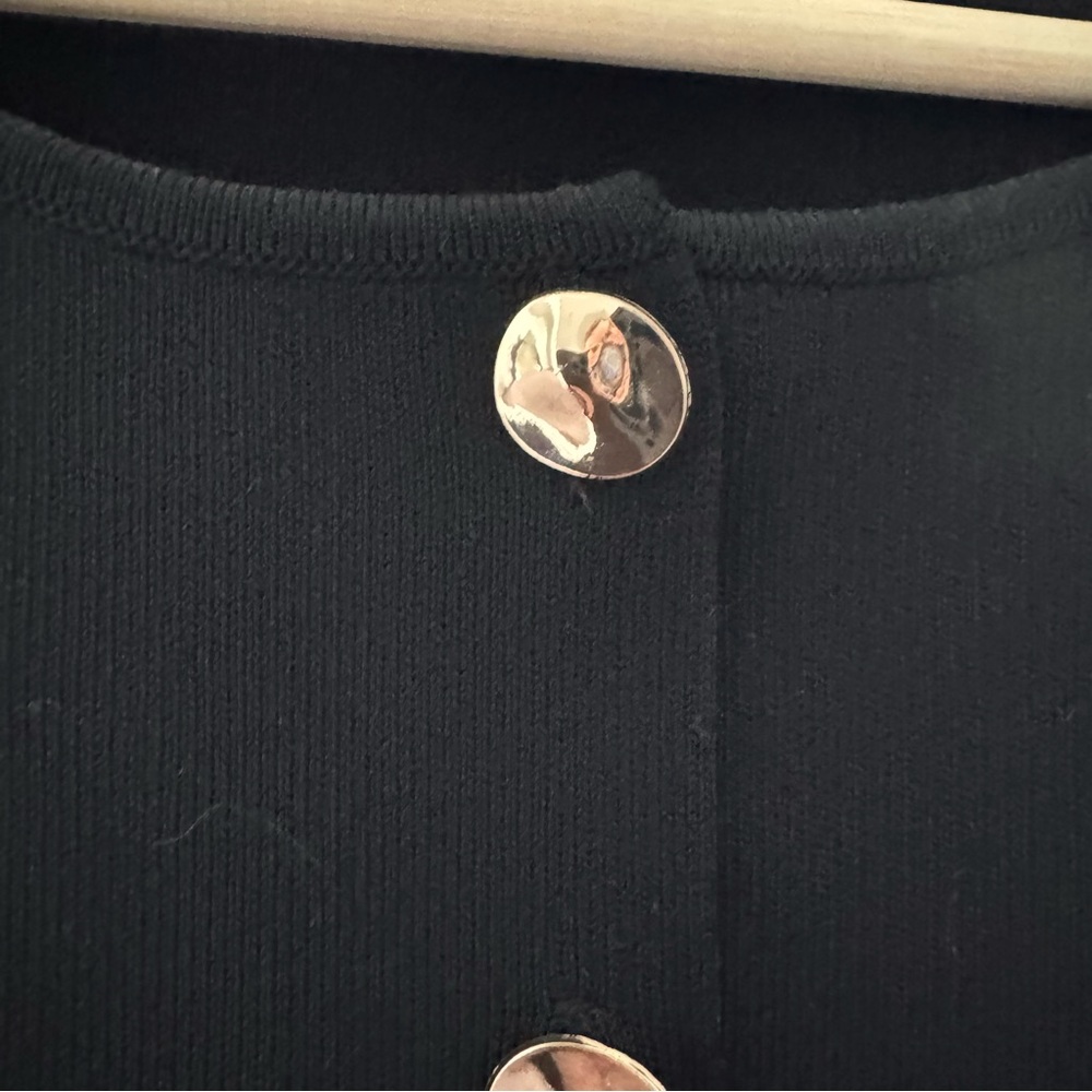 Zara Black Gold Button Knitted Vest Top - Picture 6 of 9